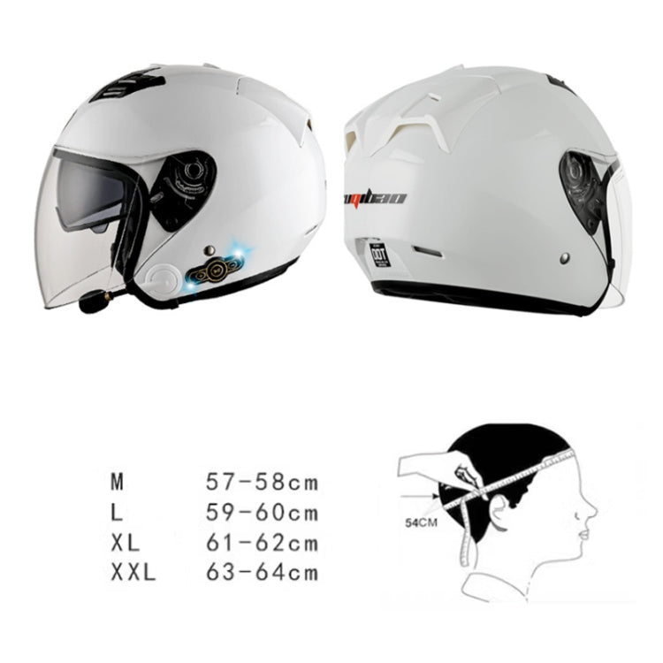KUQIBAO Motorcycle Smart Bluetooth Sun Protection Double Lens Safety Helmet, Size: L(White+Black Tail) - free shipping - PMC TechLife - Order now!