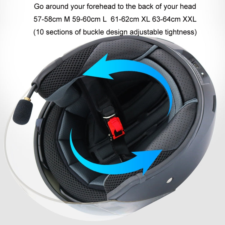 KUQIBAO Motorcycle Smart Bluetooth Sun Protection Double Lens Safety Helmet, Size: L(White+Black Tail) - free shipping - PMC TechLife - Order now!