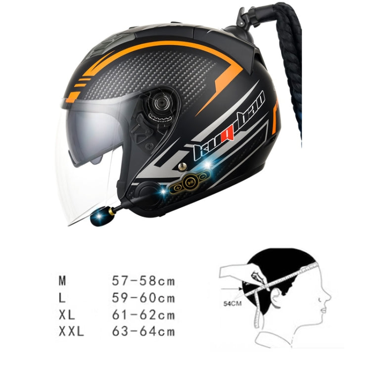 KUQIBAO Motorcycle Bluetooth Headset Double Lens Helmet With Braid, Size: L(White Phantom Fiber) - free shipping - PMC TechLife - Order now!