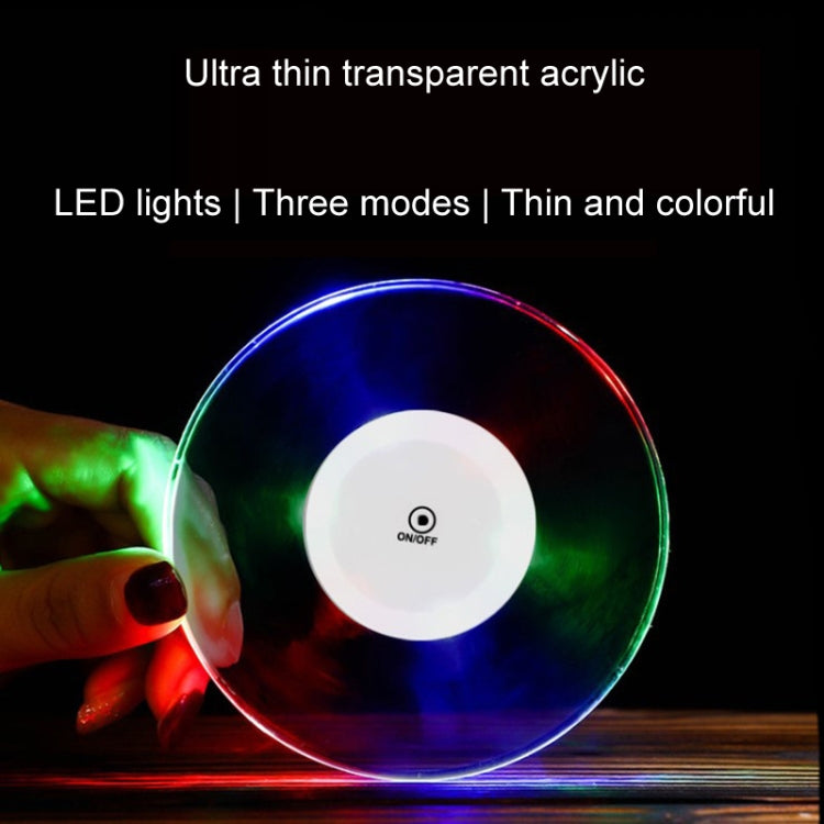 100x10mm Round USB Charging LED Light Up Acrylic Coaster Transparent Crystal Base(White Light) - Car Drink Holders by PMC TechLife | Online Shopping South Africa | PMC TechLife | Buy Now Pay Later Mobicred
