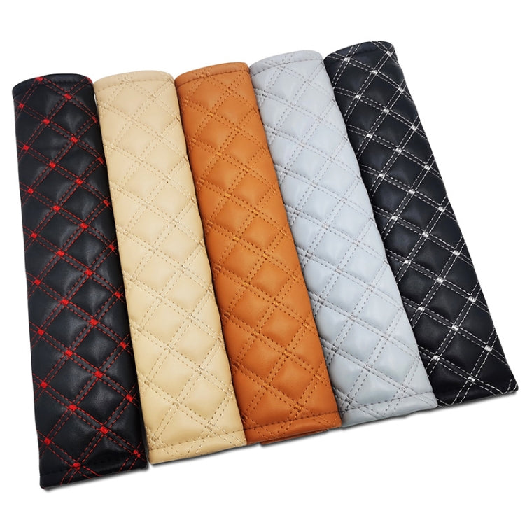 Rhombus Leather Seat Belt Shoulder Protector Pads, Color: Black Leather White Line - Seat Belts & Padding by PMC TechLife | Online Shopping South Africa | PMC TechLife | Buy Now Pay Later Mobicred
