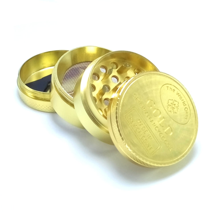 40mm 4 Layers Gold Coin Pattern Zinc Tobacco Grinder - Cigarette Box & Ashtrays by PMC TechLife | Online Shopping South Africa | PMC TechLife | Buy Now Pay Later Mobicred