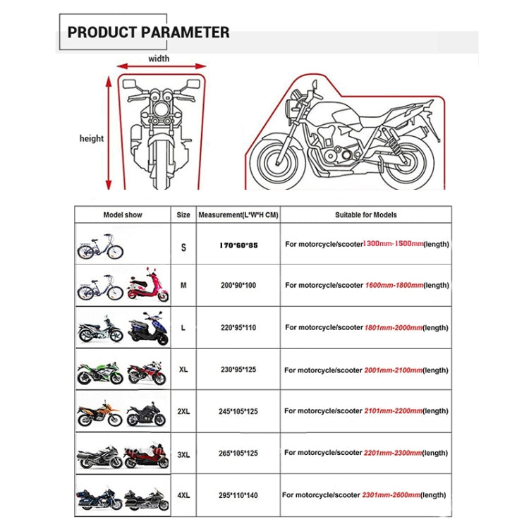 190T Motorcycle Rain Covers Dustproof Rain UV Resistant Dust Prevention Covers, Size: M(Black and Silver) - Protective Gear by PMC TechLife | Online Shopping South Africa | PMC TechLife | Buy Now Pay Later Mobicred