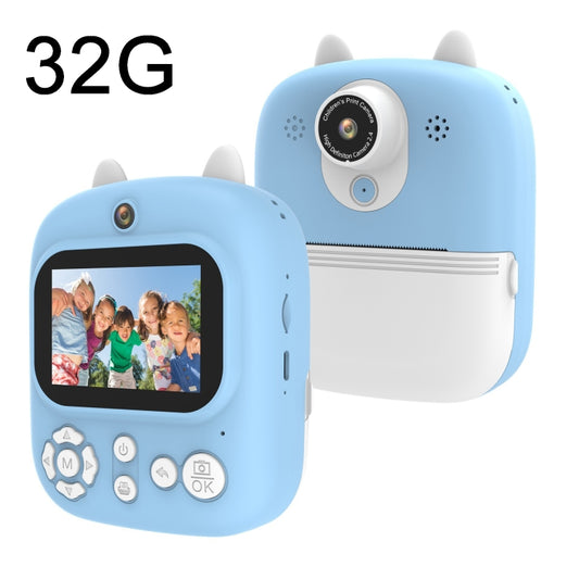 1200W Pixel  2.4 Inch Display Children Print Instant Camera 32G+Card Reader Blue - Children Cameras by PMC Jewellery | Online Shopping South Africa | PMC Jewellery | Buy Now Pay Later Mobicred