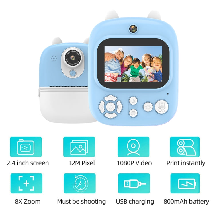 1200W Pixel  2.4 Inch Display Children Print Instant Camera 32G+Card Reader  Pink - Children Cameras by PMC Jewellery | Online Shopping South Africa | PMC Jewellery | Buy Now Pay Later Mobicred