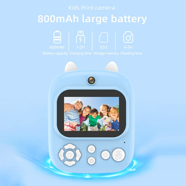 1200W Pixel  2.4 Inch Display Children Print Instant Camera 32G+Card Reader Blue - Children Cameras by PMC Jewellery | Online Shopping South Africa | PMC Jewellery | Buy Now Pay Later Mobicred