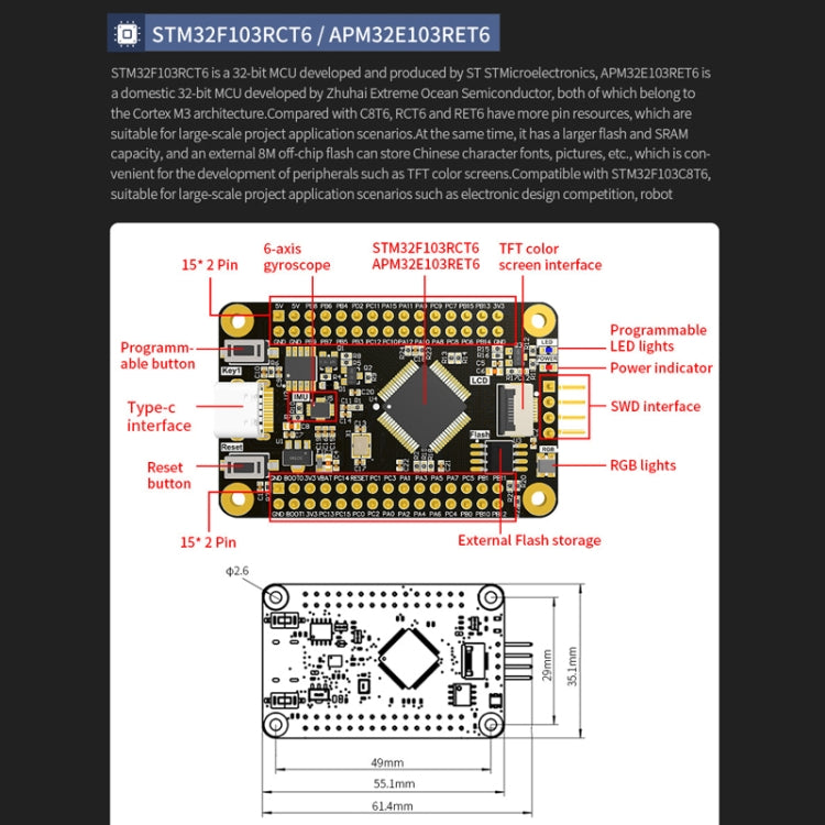 Yahboom MCU RCT6 Development Board STM32 Experimental Board ARM System Core Board, Specification: GD32F103C8T6 - Arduino Nucleo Accessories by Yahboom | Online Shopping South Africa | PMC Jewellery | Buy Now Pay Later Mobicred