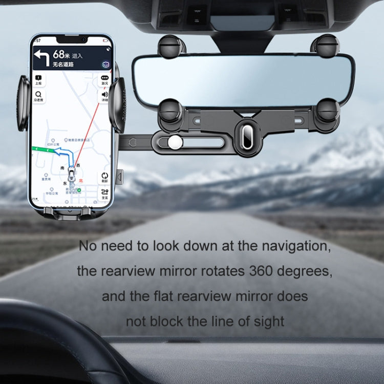 Car Rearview Mirror Navigation Retractable Multifunctional Mobile Phone Holder(Black) - free shipping - PMC TechLife - Order now!