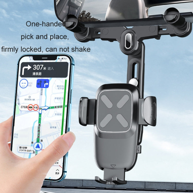 Car Rearview Mirror Navigation Retractable Multifunctional Mobile Phone Holder(Black) - free shipping - PMC TechLife - Order now!