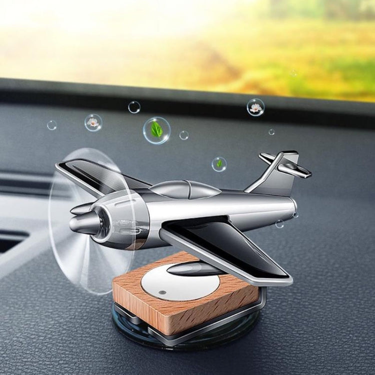 Solar Car Airplane Ornament Solid Aroma Diffuser Car Rotating Decoration Items(Silver) - Air Purifier by PMC Jewellery | Online Shopping South Africa | PMC Jewellery | Buy Now Pay Later Mobicred