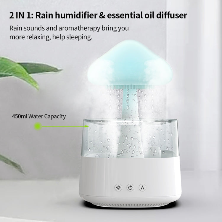 CH08 450ml Rain Humidifier Mushroom Cloud Colorful Night Lamp Aromatherapy Machine, Style: With Remote Controller(Light Wood Grain) - free shipping - PMC TechLife - Order now!