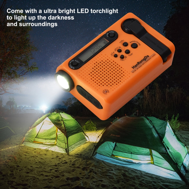 HanRongda HRD-900 LED Lighting Solar Hand Crank Power Generation NOAA Weather Warning Radio(Orange) - Radio Player by HanRongda | Online Shopping South Africa | PMC Jewellery | Buy Now Pay Later Mobicred