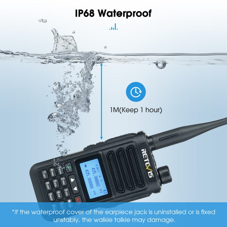 RETEVIS RA89 UV Dual-segment IP68 Waterproof Dual-guard Dual-standby Walkie Talkie(EU Frequency 144-146/430-440MHz) - Handheld Walkie Talkie by RETEVIS | Online Shopping South Africa | PMC Jewellery | Buy Now Pay Later Mobicred