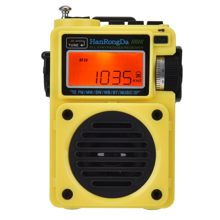 HanRongda HRD-701 Portable Full Band Radio Subwoofer Bluetooth TF Card Digital Display Radio(Yellow) - Radio Player by HanRongda | Online Shopping South Africa | PMC Jewellery | Buy Now Pay Later Mobicred