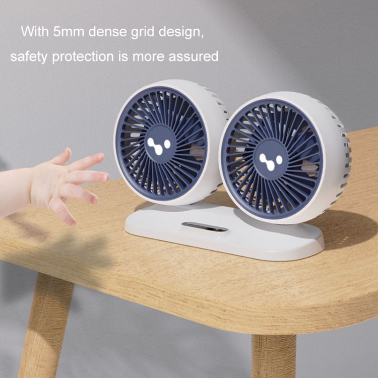 12v/24v Car Fan USB Interface Powerful Double Head Electric Fan(Pearl White) - Heating & Fans by PMC Jewellery | Online Shopping South Africa | PMC Jewellery | Buy Now Pay Later Mobicred