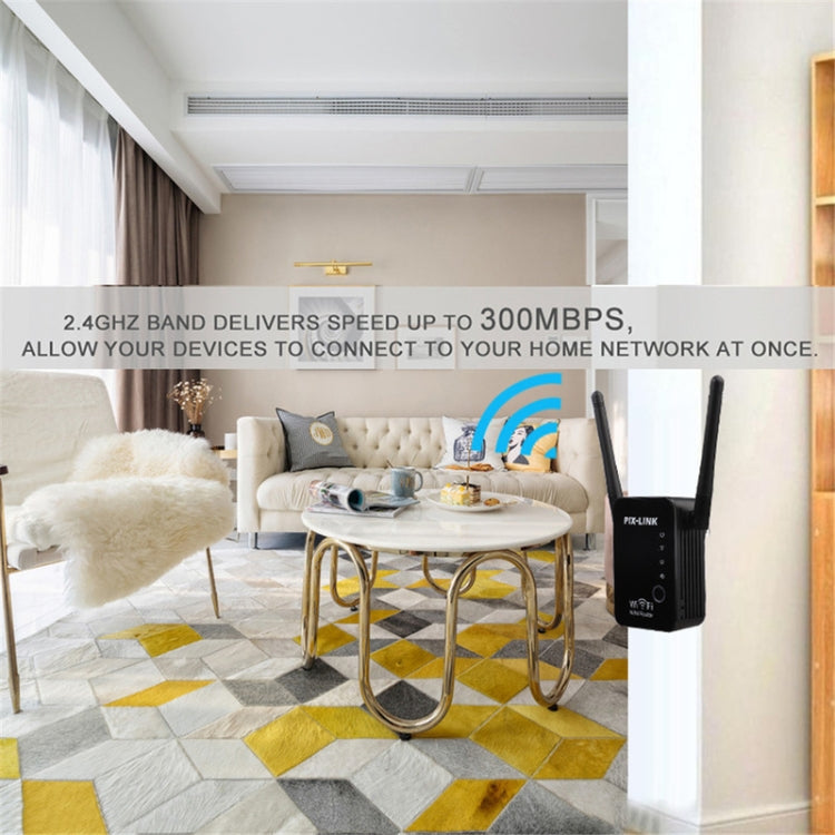 PIX-LINK 2.4G 300Mbps WiFi Signal Amplifier Wireless Router Dual Antenna Repeater(US Plug) - free shipping - PMC Jewellery - Order now!