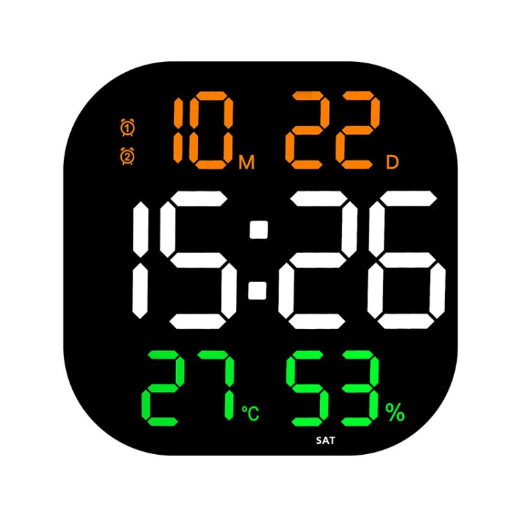 13-Inch LED Acrylic Electronic Clock Large-Screen Square Wall Clock With Timing Temperature Humidity(6632 Orange White Green) - Wall Clock by PMC TechLife | Online Shopping South Africa | PMC TechLife