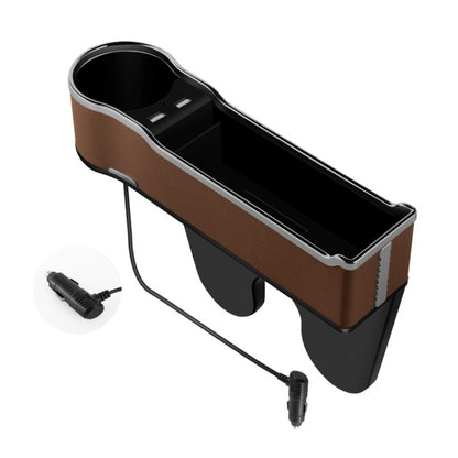 Car Seat Gap Storage Box Multifunctional Mobile Phone USB Charger, Color: QC3.0 Brown - Stowing Tidying by PMC Jewellery | Online Shopping South Africa | PMC Jewellery | Buy Now Pay Later Mobicred