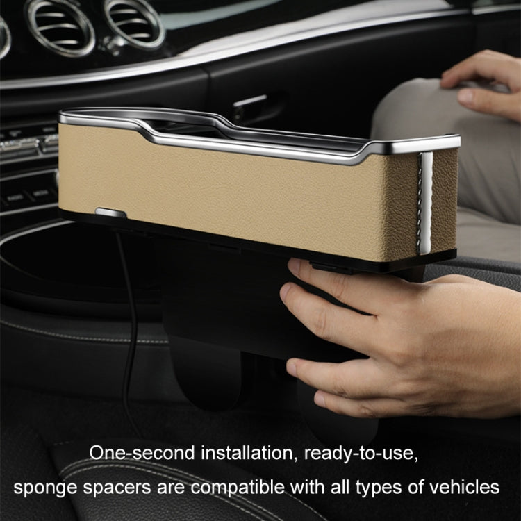 Car Seat Gap Storage Box Multifunctional Mobile Phone USB Charger, Color: Standard Beige - Stowing Tidying by PMC Jewellery | Online Shopping South Africa | PMC Jewellery | Buy Now Pay Later Mobicred