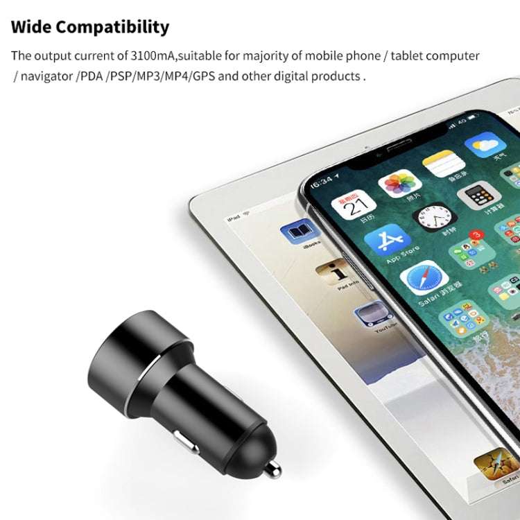 Mini Multifunctional Dual USB Digital Display Car Charger(Grey) - Car Charger by PMC Jewellery | Online Shopping South Africa | PMC Jewellery | Buy Now Pay Later Mobicred