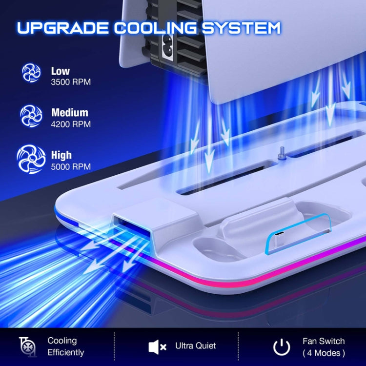 For PS5 / PSVR2 Controller Multi-Functional Cooling Base With RGB Lights(White) - Holder by PMC Jewellery | Online Shopping South Africa | PMC Jewellery