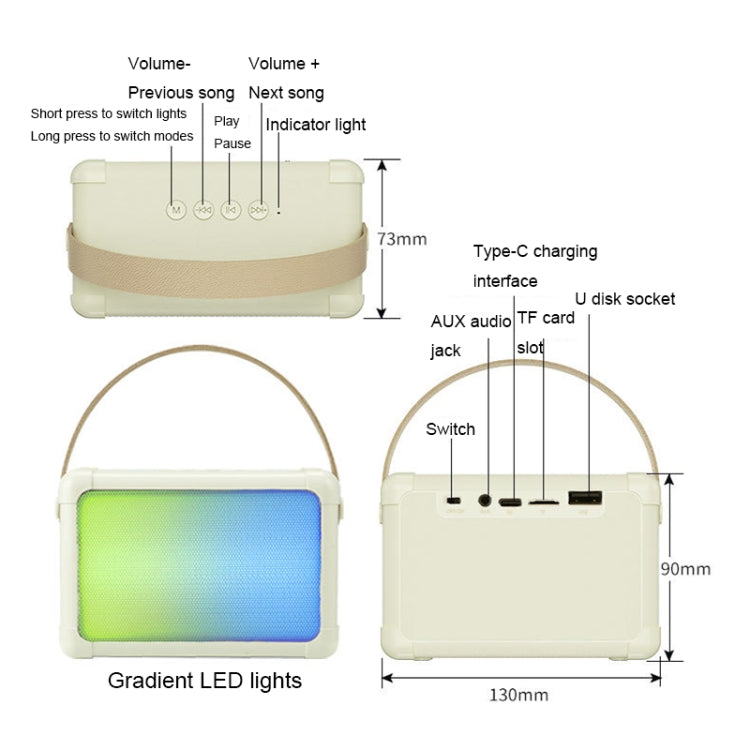 Portable RGB Lighting Effect Bluetooth Speaker Home Mini Karaoke Audio, Style: Single Microphone+Speaker(Beige) - Microphone by PMC Jewellery | Online Shopping South Africa | PMC Jewellery | Buy Now Pay Later Mobicred