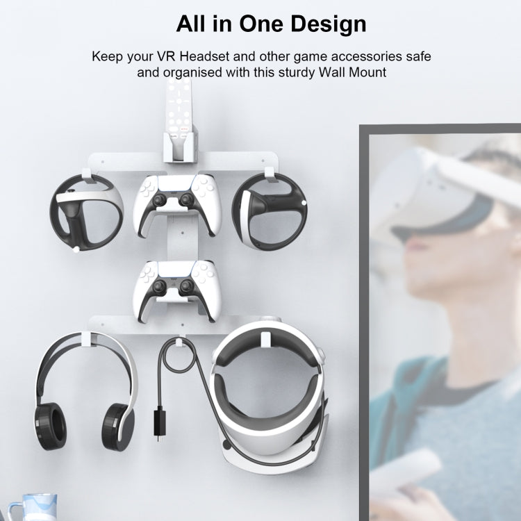JYS JYS-P5158 For PS5 VR2 Wall Storage Bracket Helmet/Headset/Handle/Remote Control Wall Storage Storage Shelf(White) - free shipping - PMC TechLife - Order now!