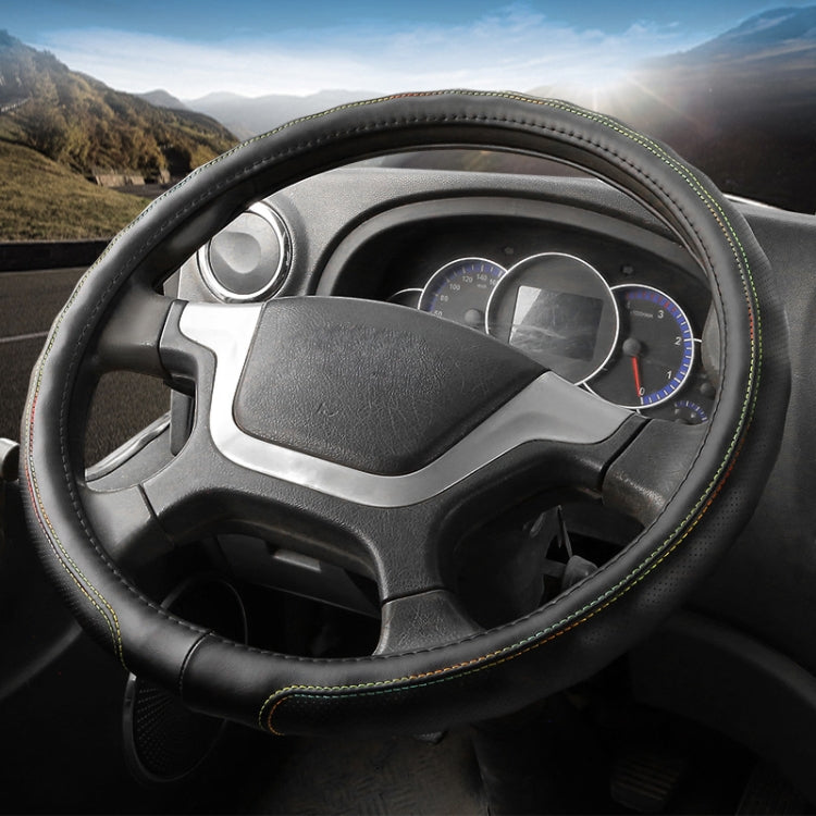 47cm Leather Truck Steering Wheel Cover(Black Line) - Steering Wheel Accessories by PMC TechLife | Online Shopping South Africa | PMC TechLife | Buy Now Pay Later Mobicred