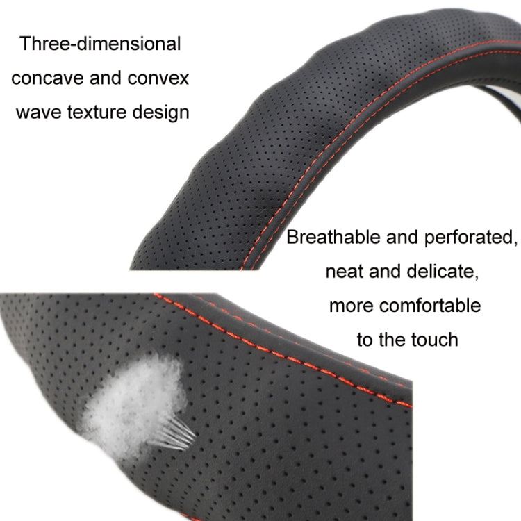 50cm Leather Truck Steering Wheel Cover(Black Red Line) - Steering Wheel Accessories by PMC TechLife | Online Shopping South Africa | PMC TechLife | Buy Now Pay Later Mobicred