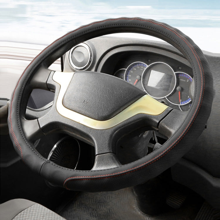 45cm Leather Truck Steering Wheel Cover(Black Line) - Steering Wheel Accessories by PMC TechLife | Online Shopping South Africa | PMC TechLife | Buy Now Pay Later Mobicred