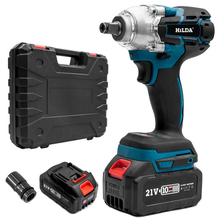 HILDA Motorized Wrenches Lithium Repair Parts With 22mm Socket, EU Plug, Model: Blue With 2 Battery+1 Charger(3000mAh) - Screws by HILDA | Online Shopping South Africa | PMC Jewellery | Buy Now Pay Later Mobicred