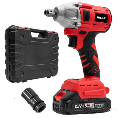 HILDA Motorized Wrenches Lithium Repair Parts With 22mm Socket, EU Plug, Model: Red With 1 Battery+1 Charger(1500mAh) - Screws by HILDA | Online Shopping South Africa | PMC Jewellery | Buy Now Pay Later Mobicred