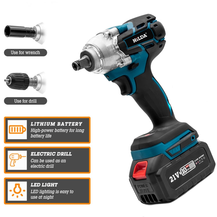 HILDA Motorized Wrenches Lithium Repair Parts With 22mm Socket, EU Plug, Model: Blue With 1 Battery+1 Charger(3000mAh) - Screws by HILDA | Online Shopping South Africa | PMC Jewellery | Buy Now Pay Later Mobicred