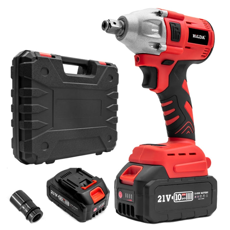 HILDA Motorized Wrenches Lithium Repair Parts With 22mm Socket, US Plug, Model: Red With 2 Battery+1 Charger(3000mAh) - Screws by HILDA | Online Shopping South Africa | PMC Jewellery | Buy Now Pay Later Mobicred