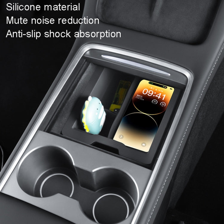 For Tesla Model 3 / Y Silicone Double Layer Storage Small Ice Box, Style: Center Front With Divider (Black) - free shipping - PMC TechLife - Order now!
