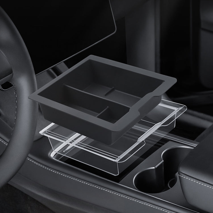 For Tesla Model 3 / Y Silicone Double Layer Storage Small Ice Box, Style: Center Front With Divider (Black) - free shipping - PMC TechLife - Order now!