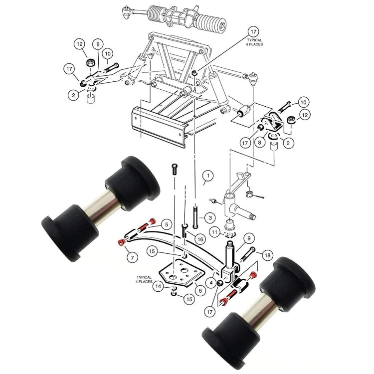 Golf Cart Front And Rear Steel Plate Rubber Sleeve Iron Sleeve Kit Leaf Spring Bushings, Specification: Rubber Sleeve - Engine Fittings by PMC Jewellery | Online Shopping South Africa | PMC Jewellery