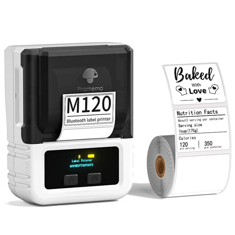 Phomemo M120 Label Maker Barcode Printer Bluetooth Thermal Label Machine(White) - Printer by Phomemo | Online Shopping South Africa | PMC Jewellery | Buy Now Pay Later Mobicred