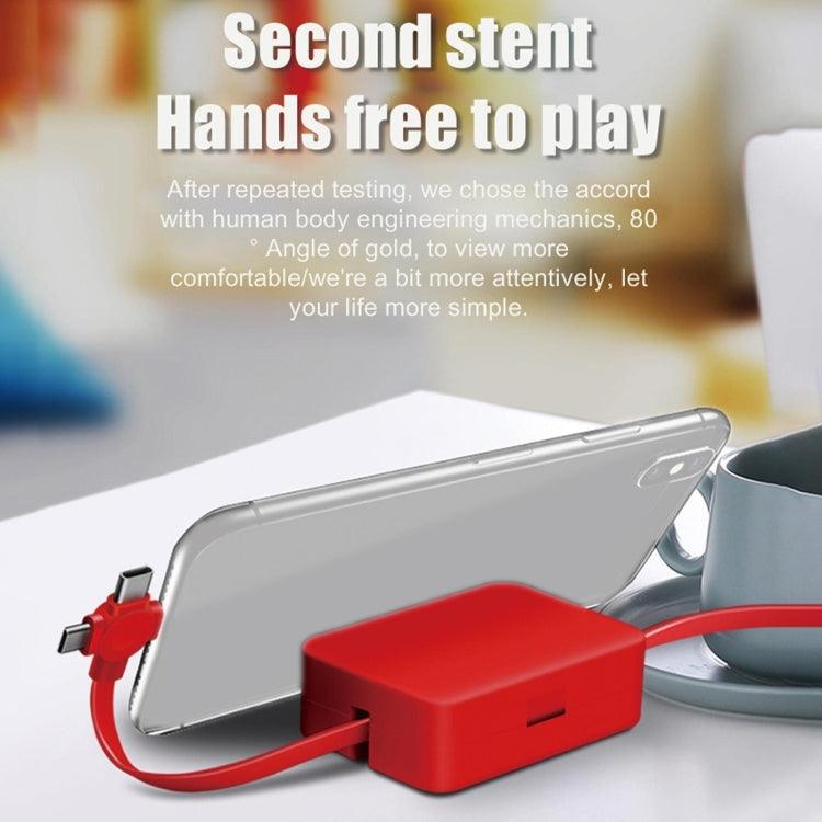 5-In-1 Telescopic Multifunctional Charging Cable Phone Bracket Function With Makeup Mirror(Pink) - Multifunction Cable by PMC Jewellery | Online Shopping South Africa | PMC Jewellery | Buy Now Pay Later Mobicred