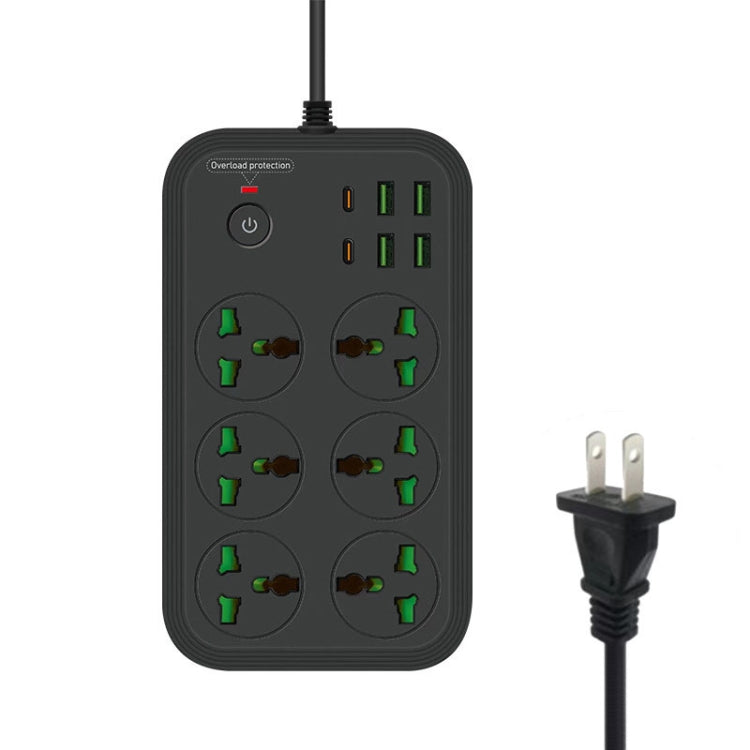 T24 2m 3000W 6 Plugs + PD + 4-USB Ports Multifunctional Flame-Retardant Socket With Switch(US Plug) - Extension Socket by PMC Jewellery | Online Shopping South Africa | PMC Jewellery | Buy Now Pay Later Mobicred