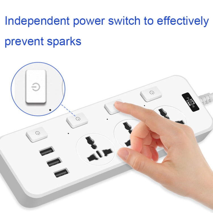 T14 2m 2500W 3 Plugs + 3-USB Ports Multifunctional Socket With Switch, Specification: UK Plug (Black) - Extension Socket by PMC TechLife | Online Shopping South Africa | PMC TechLife | Buy Now Pay Later Mobicred