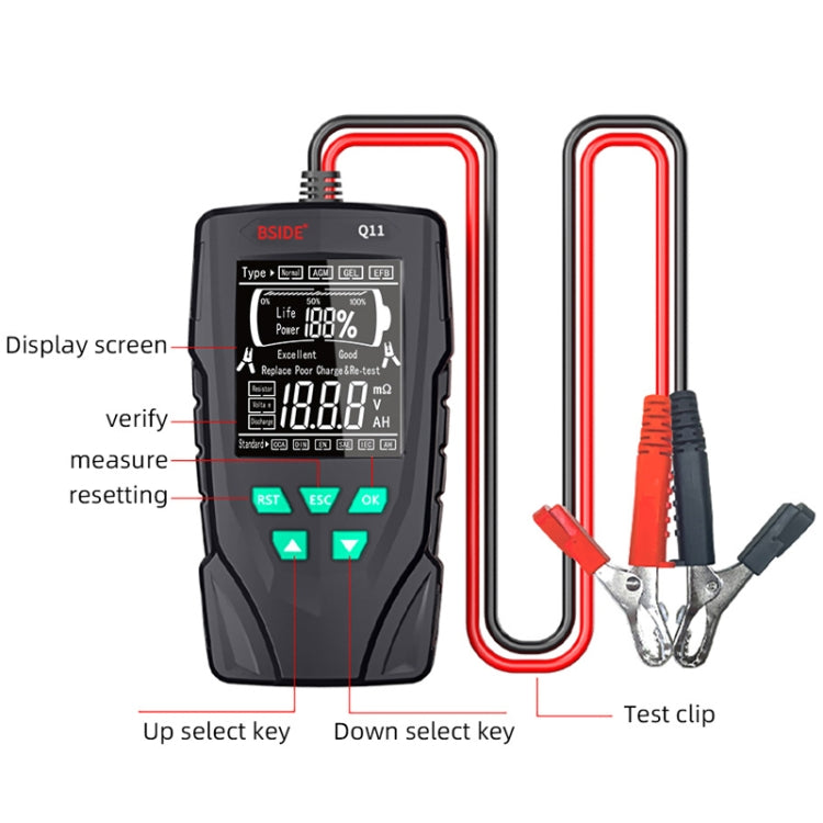 BSIDE Q11 Car Battery Detector 12V/24V Battery Life Capacity Internal Resistance Tester - Electronic Test by BSIDE | Online Shopping South Africa | PMC Jewellery | Buy Now Pay Later Mobicred