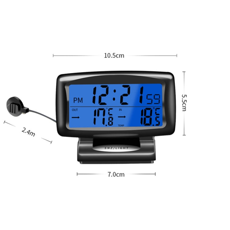 LCD Night Light Car Clock Automotive Electronics Inside And Outside Dual Thermometer - Clocks & Car Meters by PMC TechLife | Online Shopping South Africa | PMC TechLife | Buy Now Pay Later Mobicred