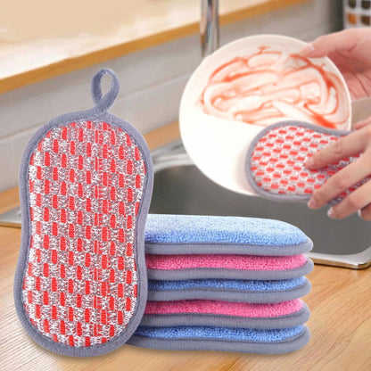 5pcs Double-sided Absorbent Kitchen Dishwashing Sponge Multifunctional Cleaning Rag, Style: Red - Cleaning Tools by PMC Jewellery | Online Shopping South Africa | PMC Jewellery | Buy Now Pay Later Mobicred