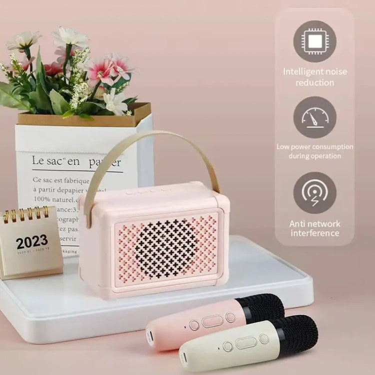 Portable Bluetooth Speaker Home Mini Karaoke Audio, Style: Dual-Microphone+Speaker(Pink) - Mini Speaker by PMC Jewellery | Online Shopping South Africa | PMC Jewellery