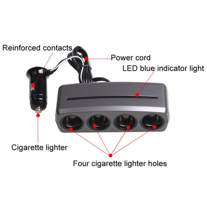 SHUNWEI SD-1906 Car 4 In 1 Power Distributors Cigarette Lighter Socket Car Charger(Black) - Cigar Socket by SHUNWEI | Online Shopping South Africa | PMC Jewellery | Buy Now Pay Later Mobicred