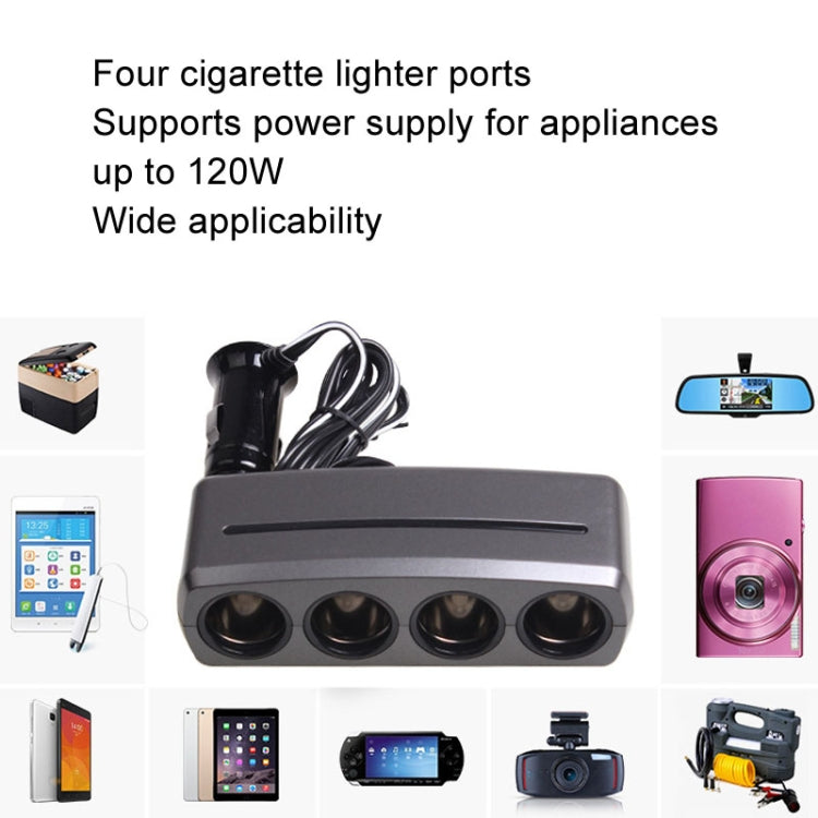 SHUNWEI SD-1906 Car 4 In 1 Power Distributors Cigarette Lighter Socket Car Charger(Black) - Cigar Socket by SHUNWEI | Online Shopping South Africa | PMC Jewellery | Buy Now Pay Later Mobicred