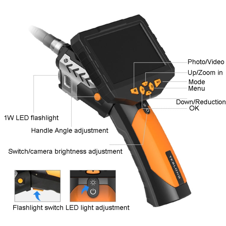 Teslong NTS300 5 Inch HD Large Screen Industrial Inspection Borescope Auto Repair Tools, Specification: 7.6mm-1M - free shipping - PMC TechLife - Order now!