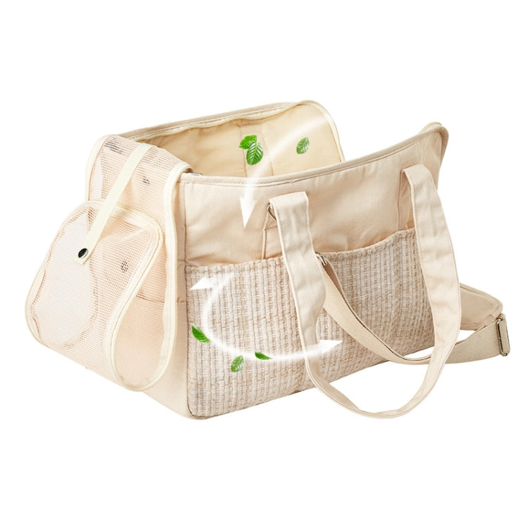 Portable Cotton Canvas Outing Shoulder Cat Bag(Beige) - Pet Bags by PMC TechLife | Online Shopping South Africa | PMC TechLife | Buy Now Pay Later Mobicred