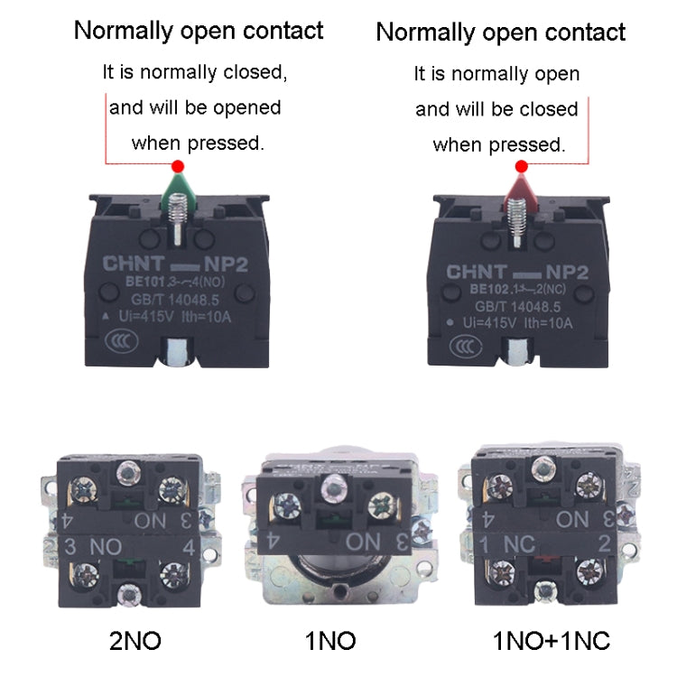 CHINT NP2-BD25 2 Gear Self-locking 1NO+1NC Power Transfer Switch Short Handle Master Knob 22mm - Car Switches by CHINT | Online Shopping South Africa | PMC Jewellery | Buy Now Pay Later Mobicred